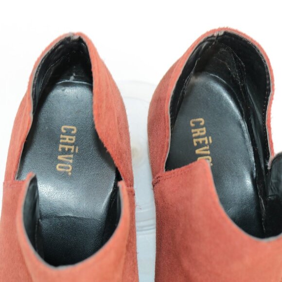 Crevo Womens Leighton Boot Size 9.5 Red Suede Bootie Block Heel Boho Distressed - Picture 10 of 12